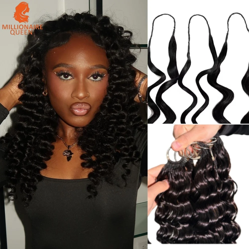 

Millionaire Queen 100% Human Hair 15A Deep Wave Crochet Human Hair Bundles Knots Pre Separated Crochet Feather On Clearance Sale