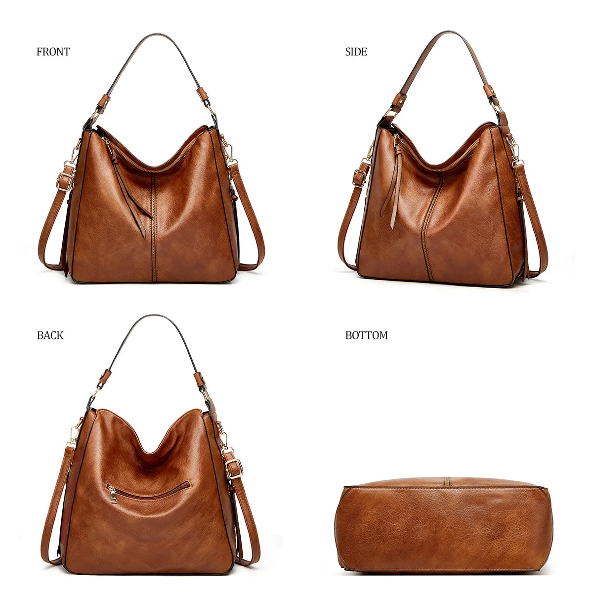 3 in 1 handbag European and American retro soft PU leather shoulder bag