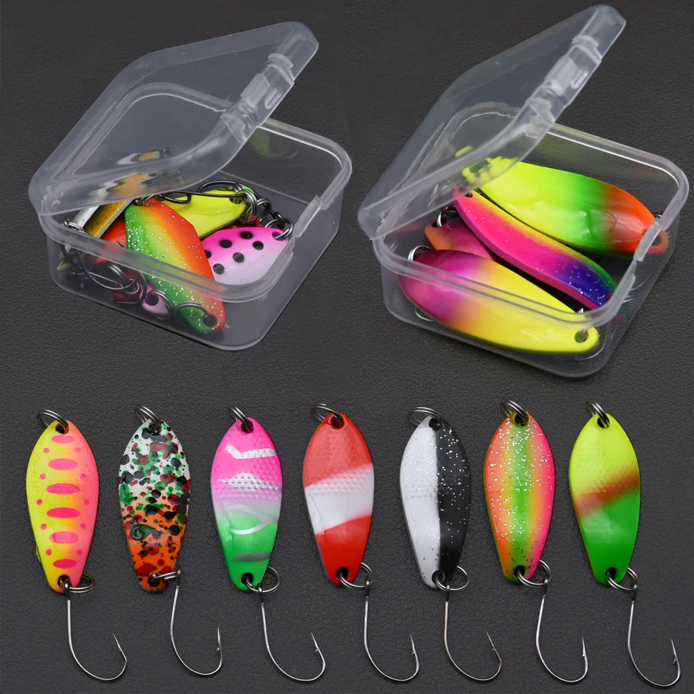 MrLurion 2.5 جرام 3.5 جرام 4 جرام صندوق حزمة ملونة الصيد ملعقة إغراء الطعم ، سمك السلمون المرقط بايك باس الطعم المعدني ، القفز إغراء تهزهز المياه المالحة إغراء