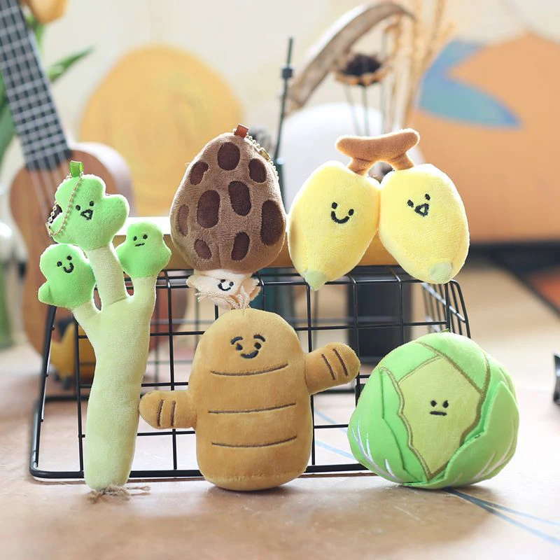 Cartoon Plush Fruits Vegetables Keychain Pendant Creative Kawaii Stuffed Doll Keychain Backpack Decoration Birthday Gifts