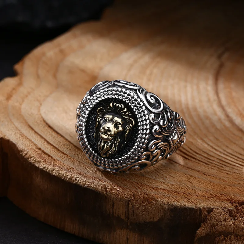 Wholesale 925 sterling silver ring domineering personalized lion ring rings opening Thai silver vintage trendy unique ornament