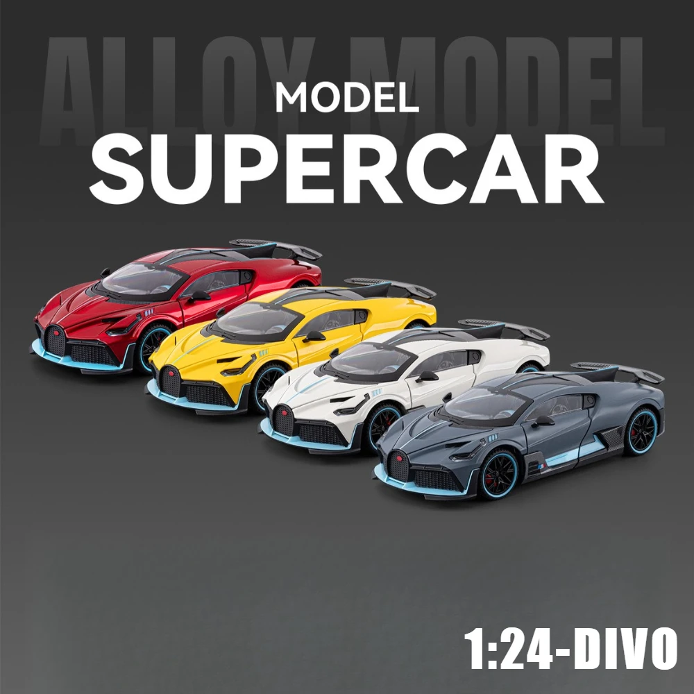 1:24 Divo Supercar Simulation Diecast Alloy Sound and Light Series Car Model Toy Desktop Ornament Collection Gift