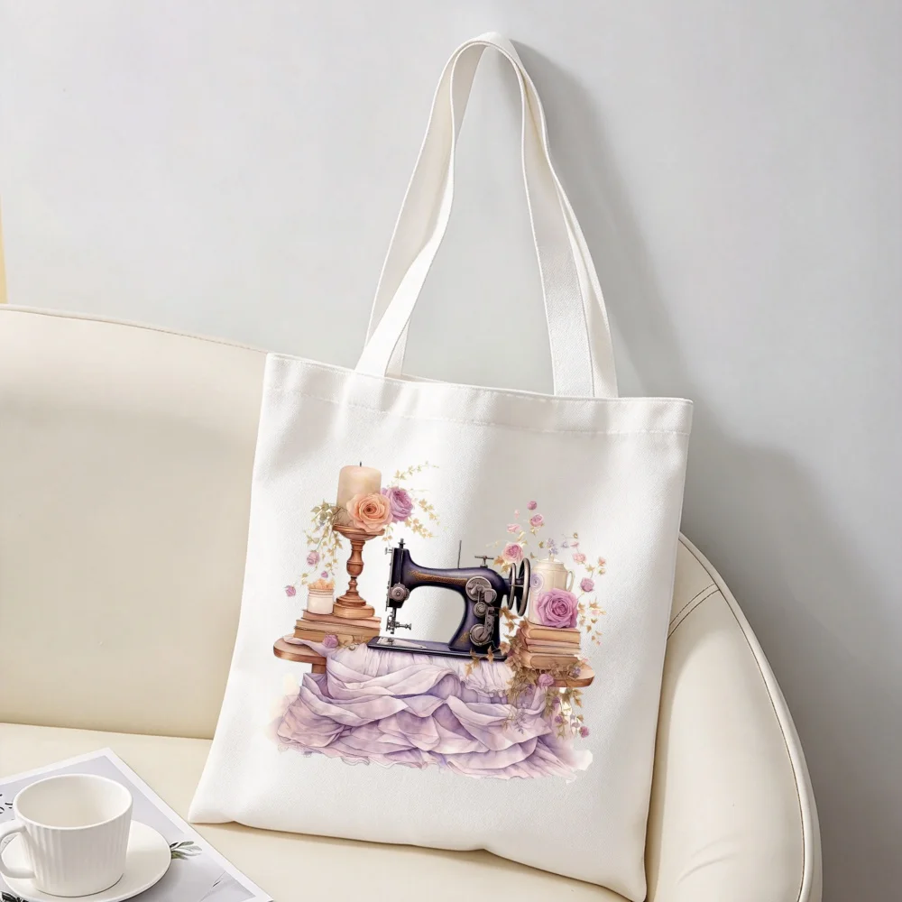 Trendy Women's Bag Vintage Sewing Canvas Bag Lavender Perfume Handbag Holiday Travel Present Fabric Shoulder Bag