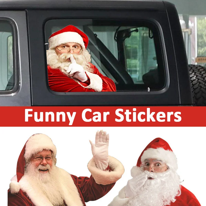 

Funny Car Stickers Santa Claus Series Waterproof Rear Window Sticker Single Transparent Glass Creative