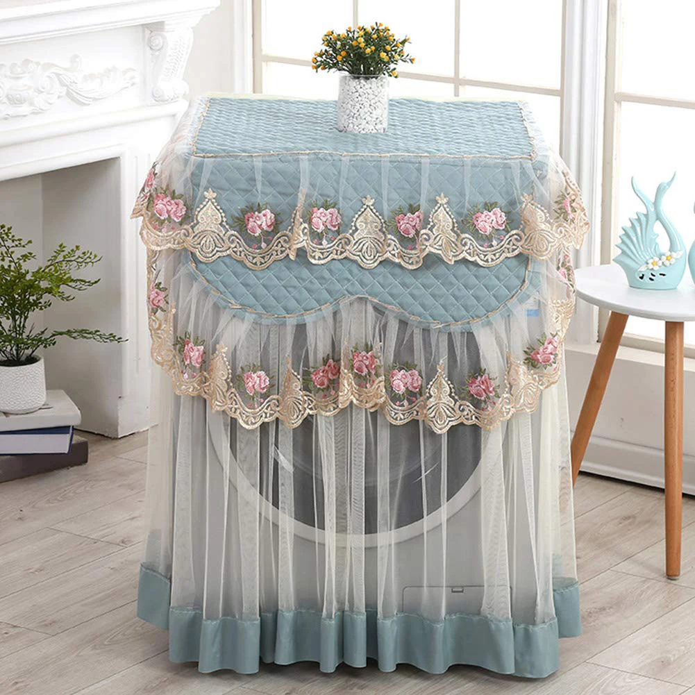 Lace Dust Proof Protector Floral Style Home Decor Washing Machine Cover Pink Blue Washable 60*60*85cm Home Decoration