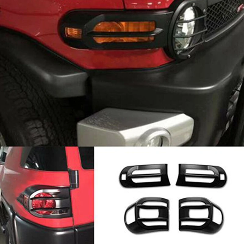 4 PCS Front Fog Lamp Turn Signal Box Rear Taillight Protection Cover Car Accessories Matte Black For Toyota FJ Cruiser 2007-2020