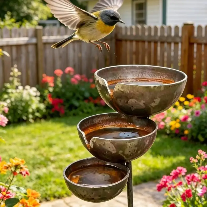 QX2E Weather Resistant Outdoor Drink Station Multifunctional Rain Catchers And Wildlife Drinking Cup For Backyard Decoration