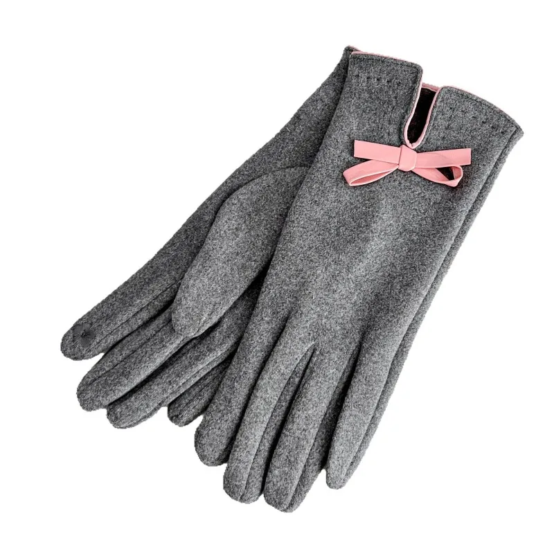 AliExpress New German Velvet Gloves for Women with Added Velvet for Winter Warmth, Internet Famous Bow, Outdoor Cycling Touch Screen Gloves