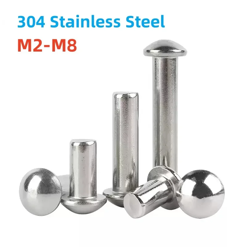 M2 M2.5 M3 M4 M5 M6 M8 304 Stainless Steel GB867 Round Head Rivet Button Round Head Solid Rivet Self Plugging