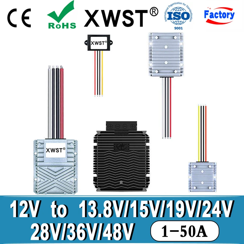 XWST 12V to 13.8V 15V 19V 24V 28V 36V 48V DC-DC Boost Converter Step Up Voltage Regulator 1A 3A 5A 10A 20A 30A 50A Power Supply