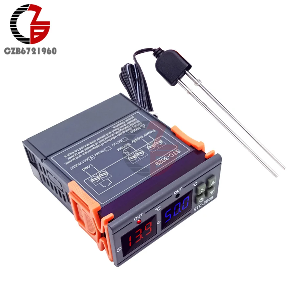 STC-3029 DC 12V 24V 110V-220V AC regolatore di umidità regolatore del suolo 1500W igrometro digitale per serre di coltivazione di piante