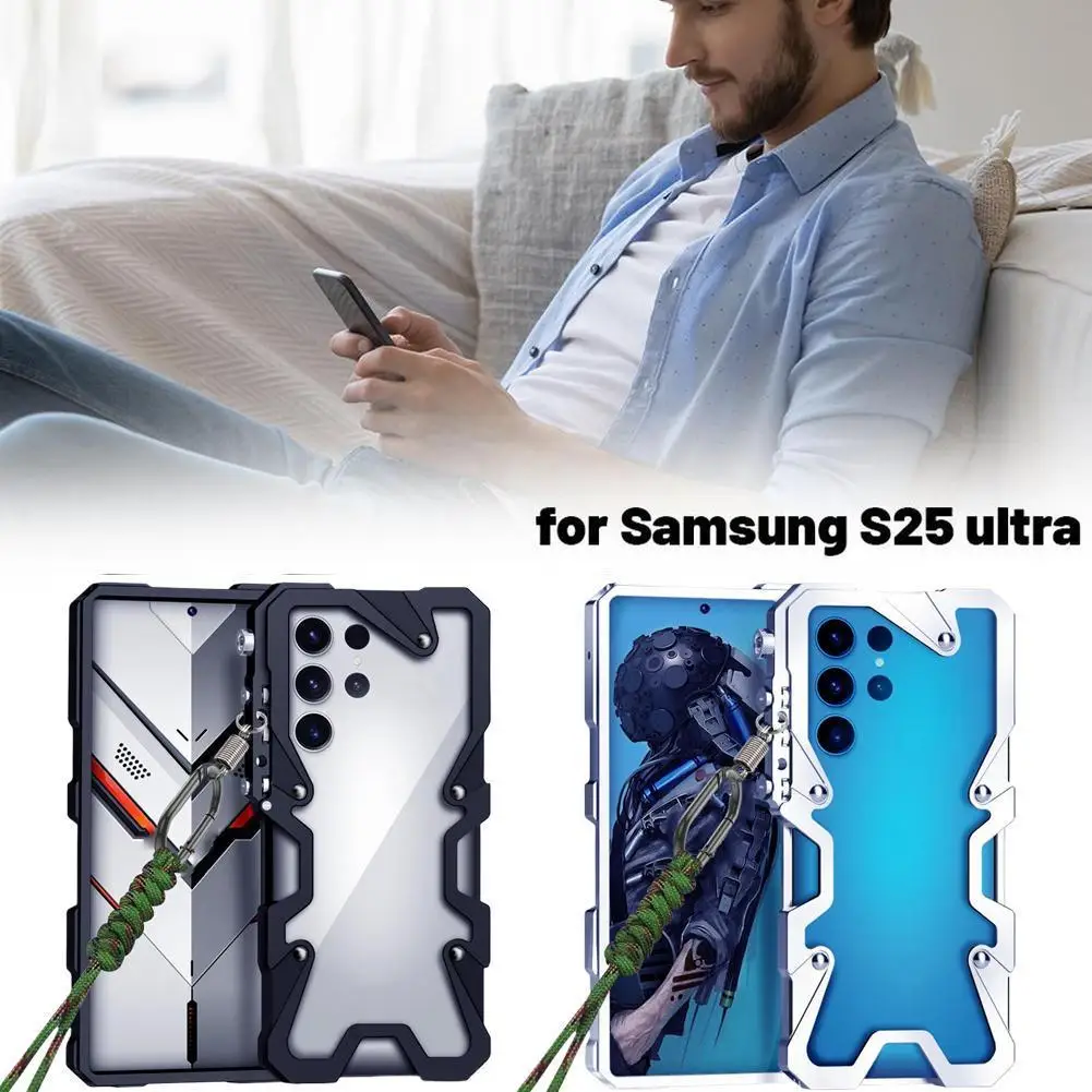 

Armor Screw Metal Frame Shockproof Cover For Samsung Galaxy S25 Ultra Aluminium Bumper Cases Heavy Duty Fundas Stylus Support