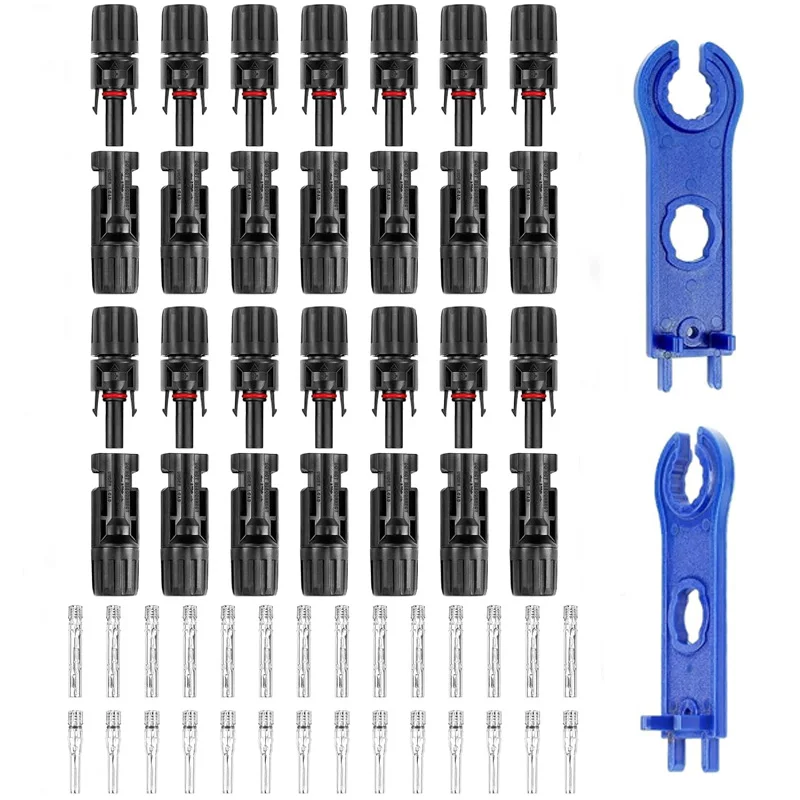 58PCS PV Connectors Male Female Waterproof Solar Panel Cable Connectors with 2PCS Wrench for Solar Power System
