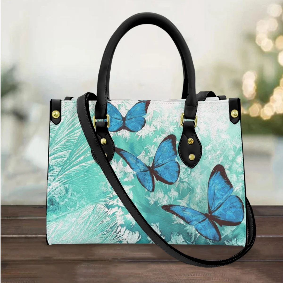 

FORUDESIGNS Blue Pretty Butterfly Leather Ladies Handbags Famous Fashion Luxury New Hand Bags Crossbody Messenger Bags