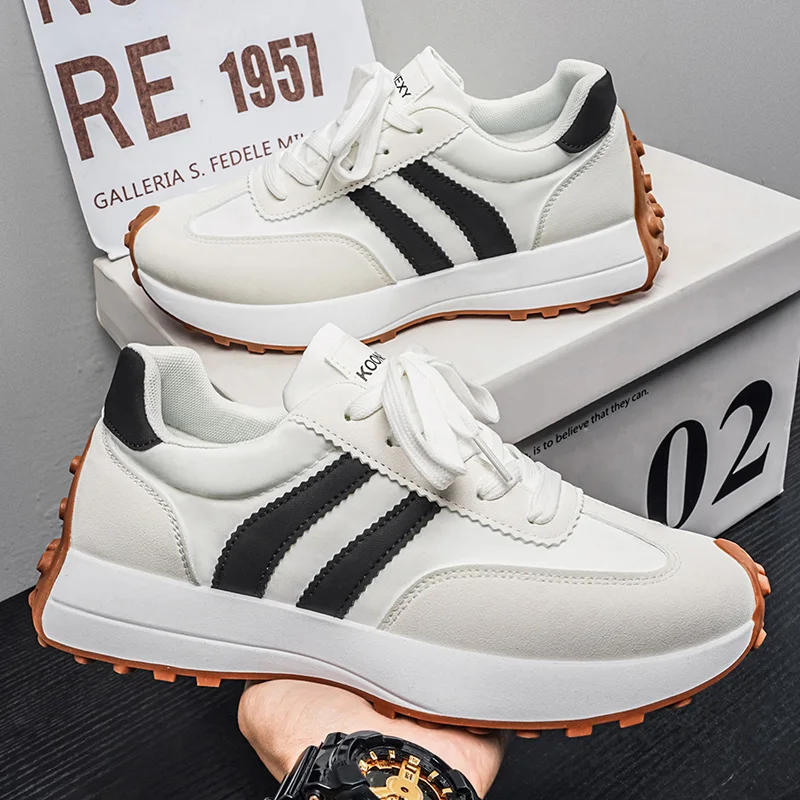 

Мужские и женские кроссовки: весенний тренд, толстая подошва, повседневные, из кожи с элементами пэчворка, удобная уличная обувь для женщин