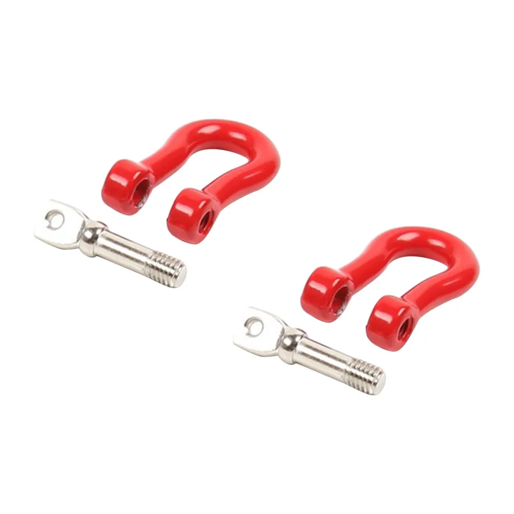 1Pair Universal Tow Hook Red Alloy Racing Style Adjustable Ring Track Car Decoration Accessory Front Tow Bar Universal Ring