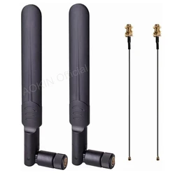 2 x 8dBi 2.4GHz 5.8GHz Dual Band WiFi RP-SMA Male Antenna +2 x 35CM U.FL/IPEX to RP-SMA Pigtail Cable for WiFi Router Wireless