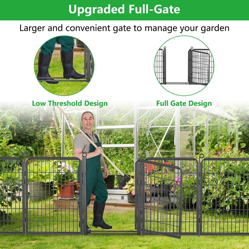 Garden Fence Decorative Dogs Fence Garden Fencing with Gate 40inch Height Outdoor Animal Barrier No Dig Pet Fence Garden Fences