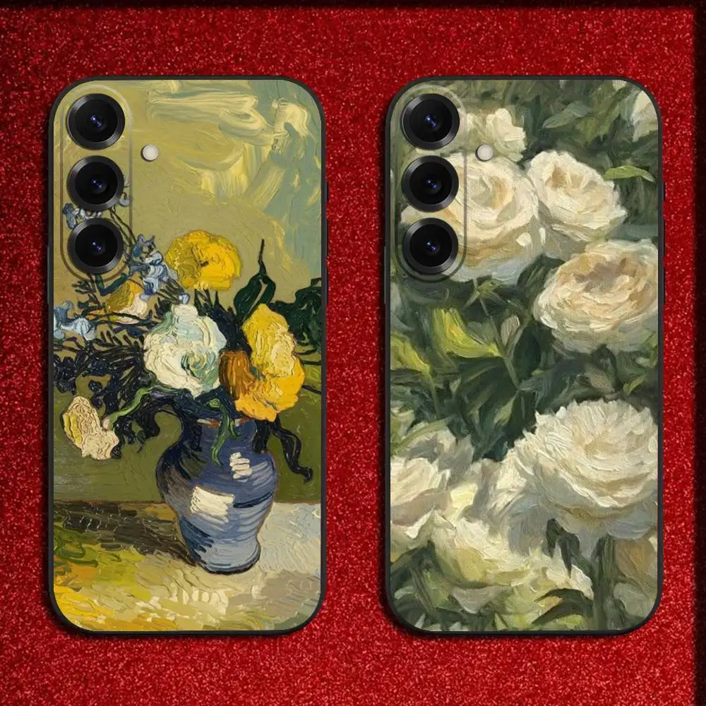 

Oil painting art flowers Phone Case For Samsung S25,S24,S21,S22,S23,S30,Ultra,S20,Plus,Fe,Lite,5G Black Cover