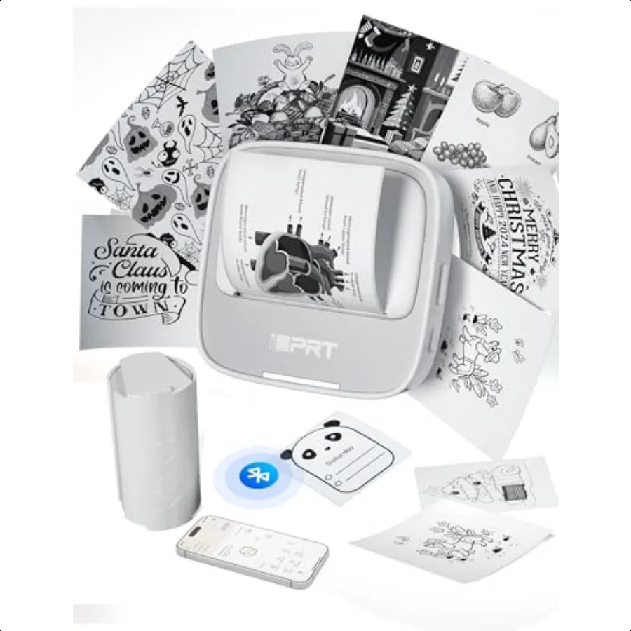 

Принтер для наклеек, мини-термопортативный принтер, карманный принтер для изготовления наклеек, идеально подходит для изучения заметок, проектов «сделай сам», подарки, серый цвет