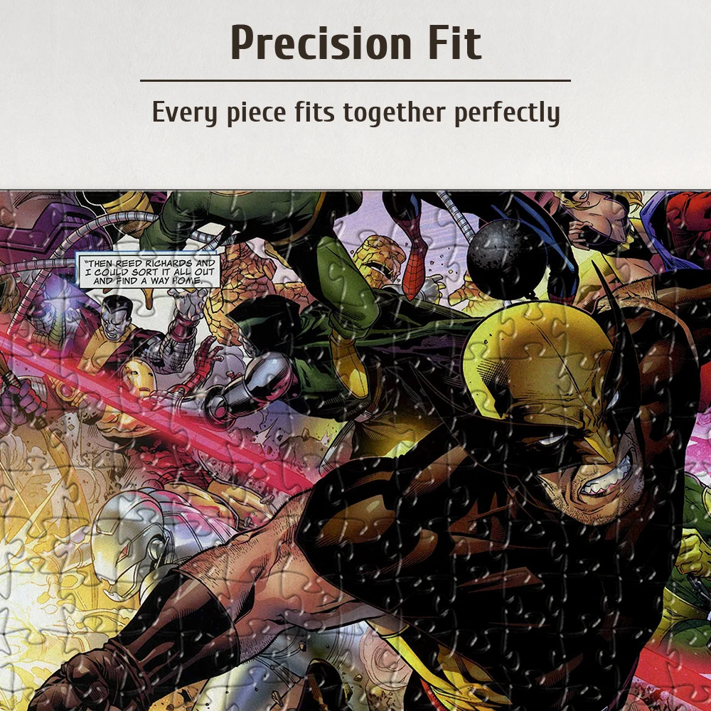Wooden Jigsaw Puzzle 108/200/300/500/1000 Pcs, Wolverine & X-Men Comic Battle Puzzle, Marvel Superhero Scene for Fans view 2