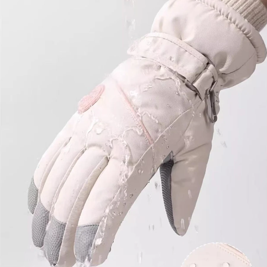 قفازات تزلج شتوية تعمل باللمس للنساء، إبزيم مضاد للخسارة، قفازات ركوب دافئة سميكة وسميكة في الهواء الطلق #5
