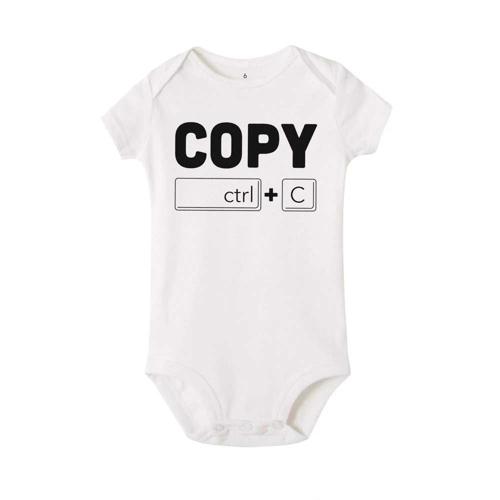 Copy Paste Twin Newborn Toddler Jumpsuit Ctrl+c Ctrl+v Print Funny Baby Clothes Boy Girl Short Sleeve Romper Infant Shower Gift