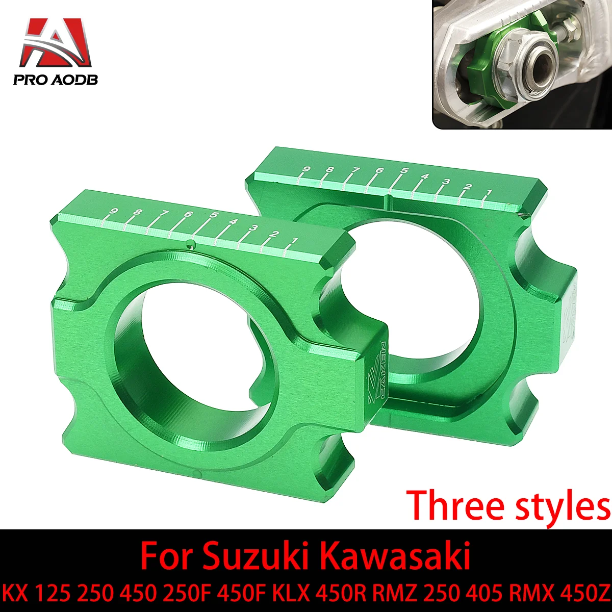 

Motorcycle Rear Axle Blocks Chain For Suzuki Kawasaki KX 125 250 450 250F 450F KLX 450R RMZ 250 450 RMX 450Z Etc Model Motocross