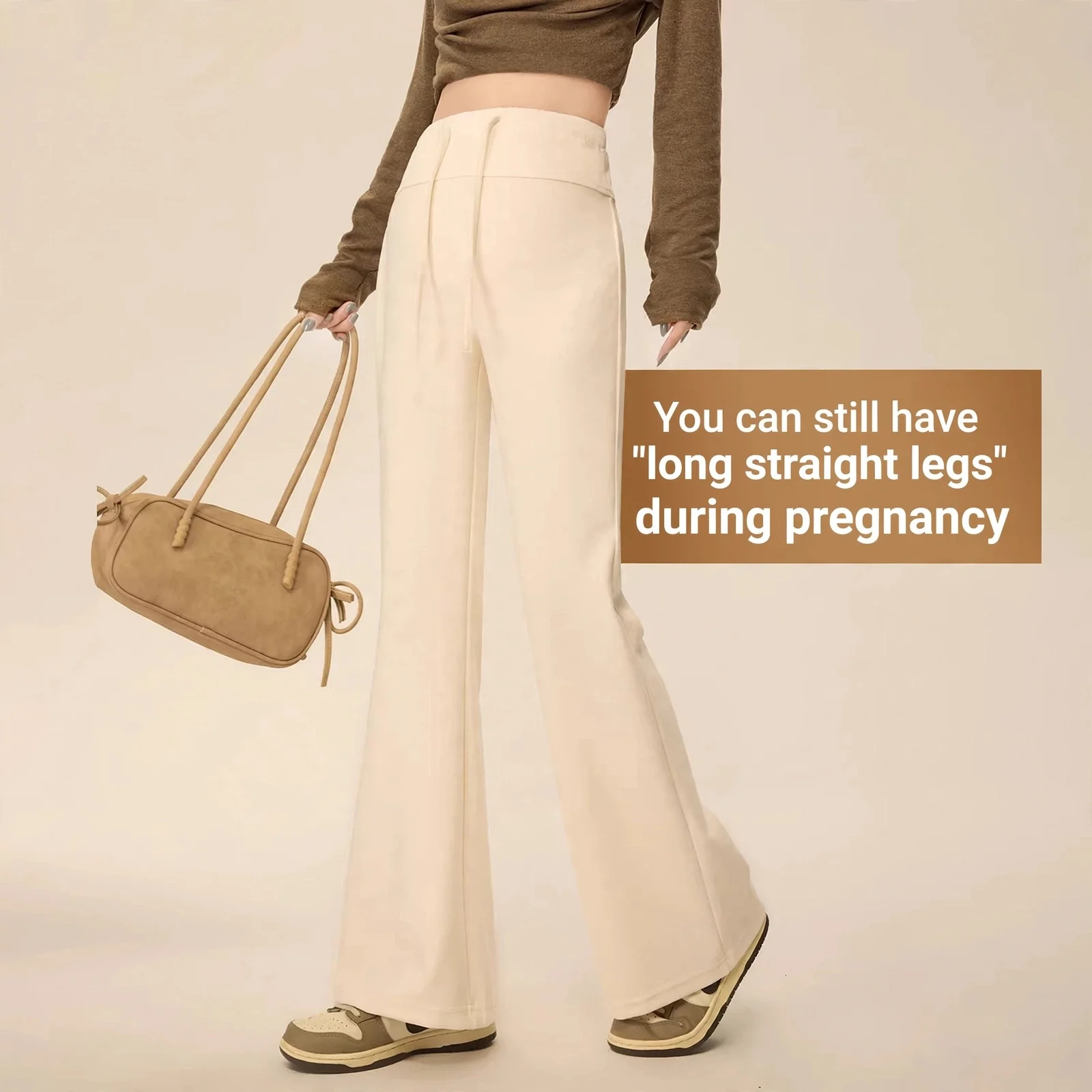 Maternity Pants Thin Cropped No Pressure Marks Pregnant Women Casual Summer Spring Outer Wear Polyester Viscose Spandex