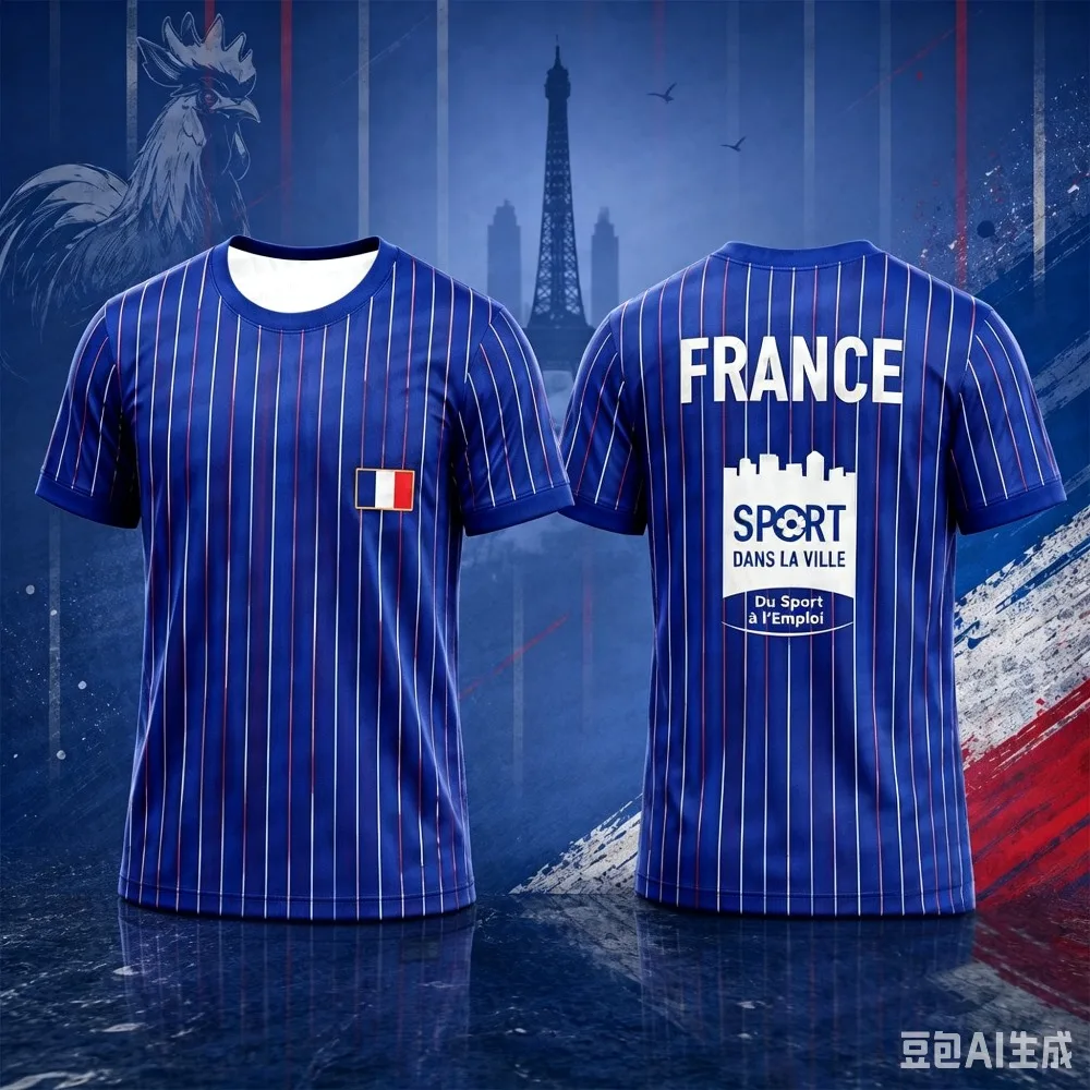 France 2026 National Team Striped T-Shirt Men Women Sport Graphic Jersey Short Sleeve Tee Casual Football Fan Top