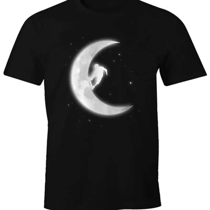 Mens Skate in the Moon Skateboard Half-Pipe Skater Fun T-Shirt