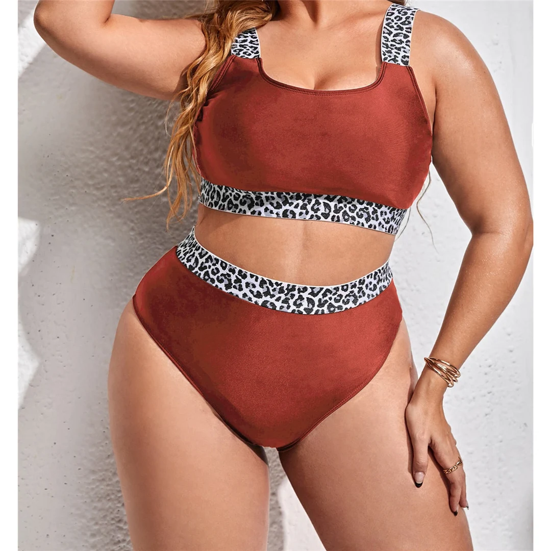 0XL - 4XL Splicing-Bikini, Plus-Size-Badebekleidung, Damen-Badeanzug, zweiteiliges Bikini-Set, Badeanzug, V3785B – Detail 8