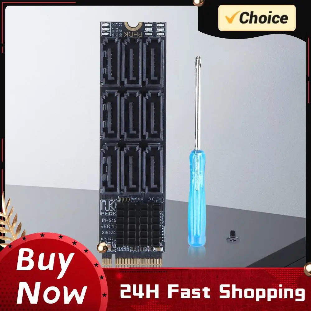

M.2 M KEY Nvme To 9 Ports SATA 3.0 Adapter PCIE 3.0 X2 Hard Disk Capacity M.2 NVME To SATA 3.0 Converter for Desktop PC