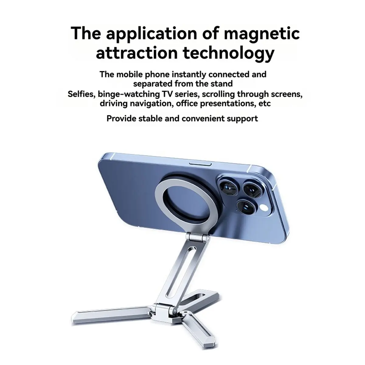 Magnetic Phone Tripod Multifunctional Folding Phone Holder Portable Desktop Phone Mount for Phone Video Recording Travel
