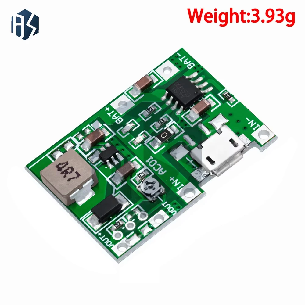 ‌ TP4056 Li-ion 18650 3.7V-4.2V Cargador y módulo de refuerzo de modo dual: salida elevadora de 5V/1A con protección contra sobrecarga/cortocircuito