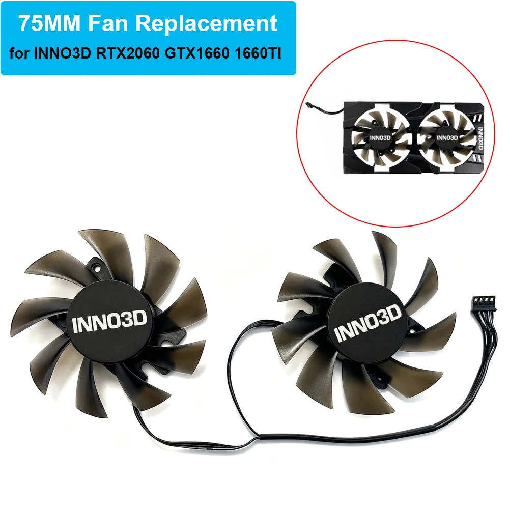 CF-12815S 75mm GPU Cooling Fan Replacement For INNO3D RTX 2060 GTX 1660 1660Ti Graphics Card 4Pin Fan DIY Repair Parts