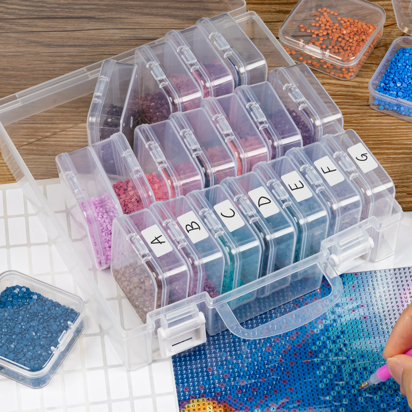 Bead Organizer Box,24 Slots Diamond Painting Bead Storage Containers,Craft Bead Storage Box and Storage for Rhinestones