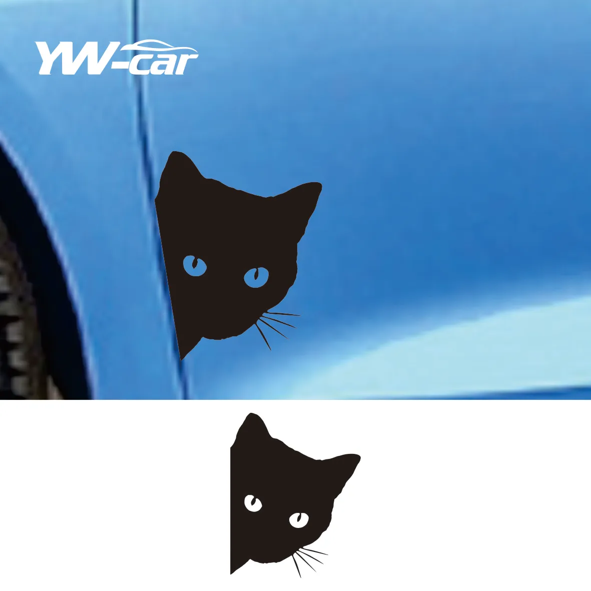 

Creative Black Cat Face Peeking Car Stickers Automotive Decal Window Decoration Reflective Sticker Window Door Sticker 12*15cm