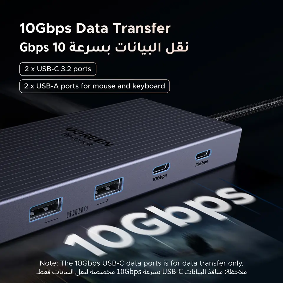 يوجرين 12-في-1 هاب يو اس بي تايب-سي إلى 2HDMI 4K120Hz DP USB3.2 10Gbps SD/TF RJ45 PD100W لماك بوك ديل اتش بي ملحقات لابتوب دوكينغ - 4