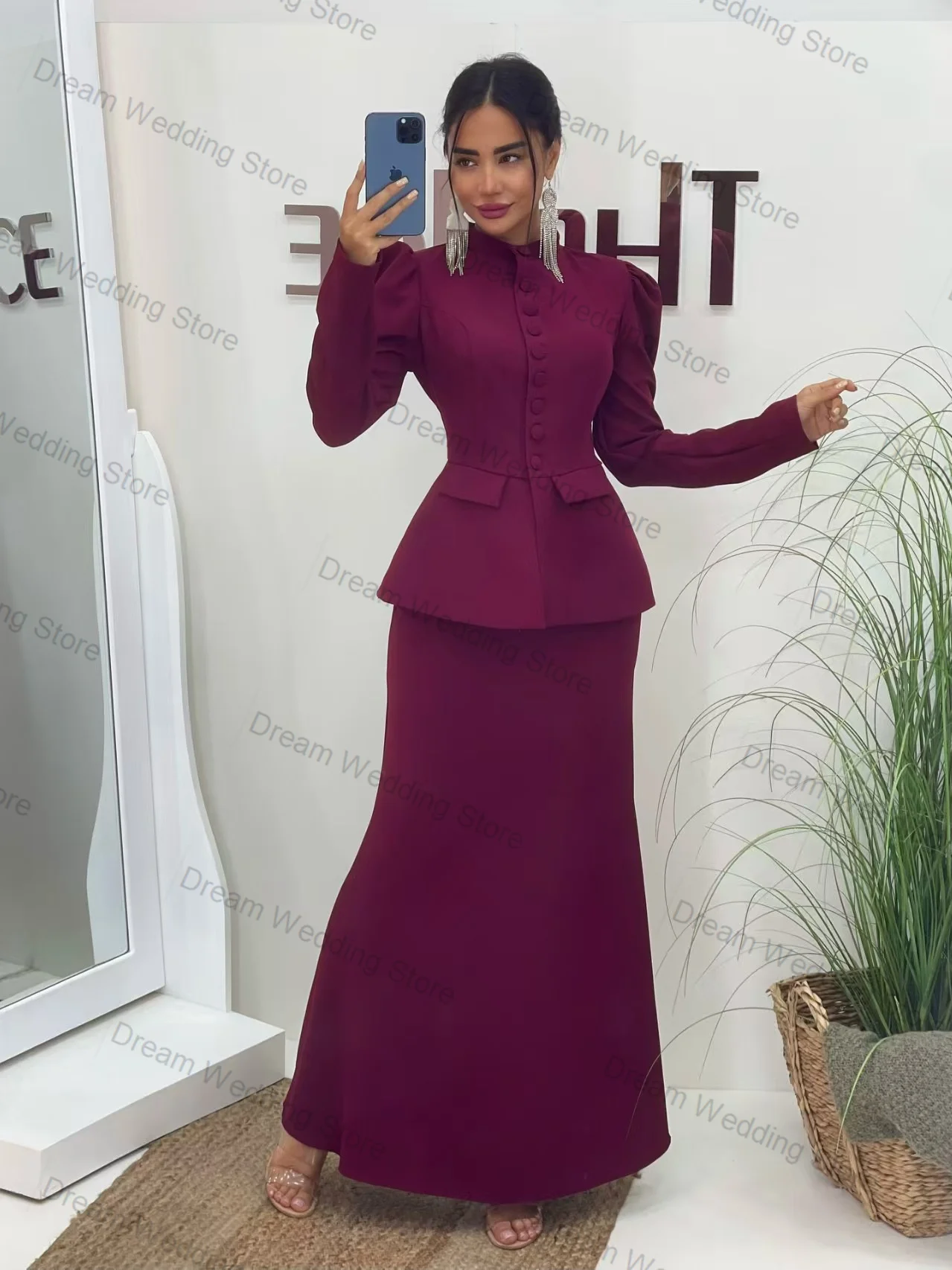 

Purple Women Suit Skirt Set 2 Pcs Blazer+Prom Dress Cotton Formal Office Lady Jacket Customized Guest Wedding Guest Coat