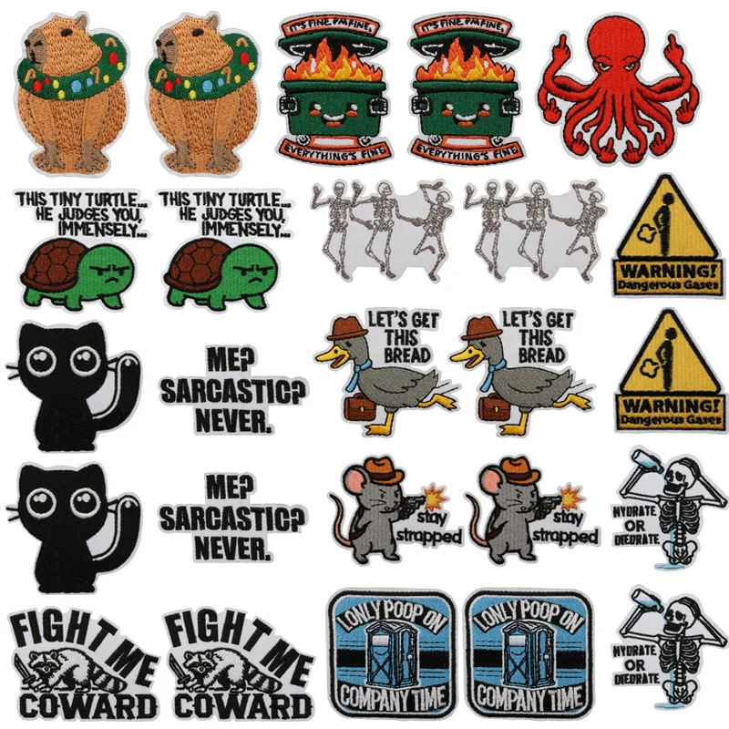 10 pcs/lot Wholesale Funny Animal Patch Iron On Patches On Clothes Cartoon Letters Embroidered Patches On Clothes Fusible Badges