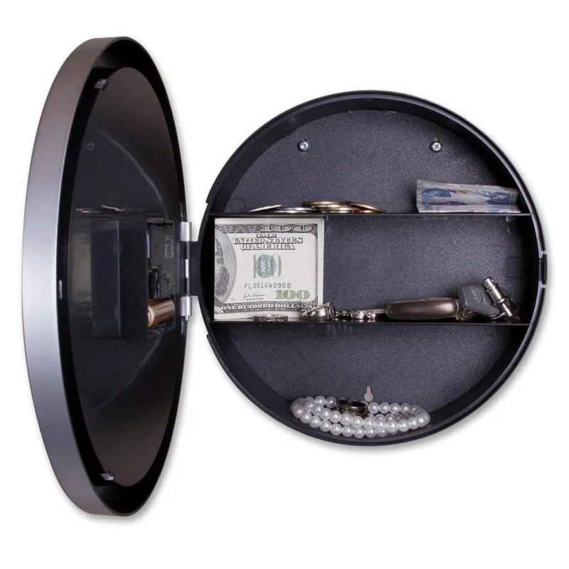 Creative Wall Clock Safe - Hidden Storage for Jewelry & Cash. LCD Time Display, Anti-Theft Design, Suitable for Living Room