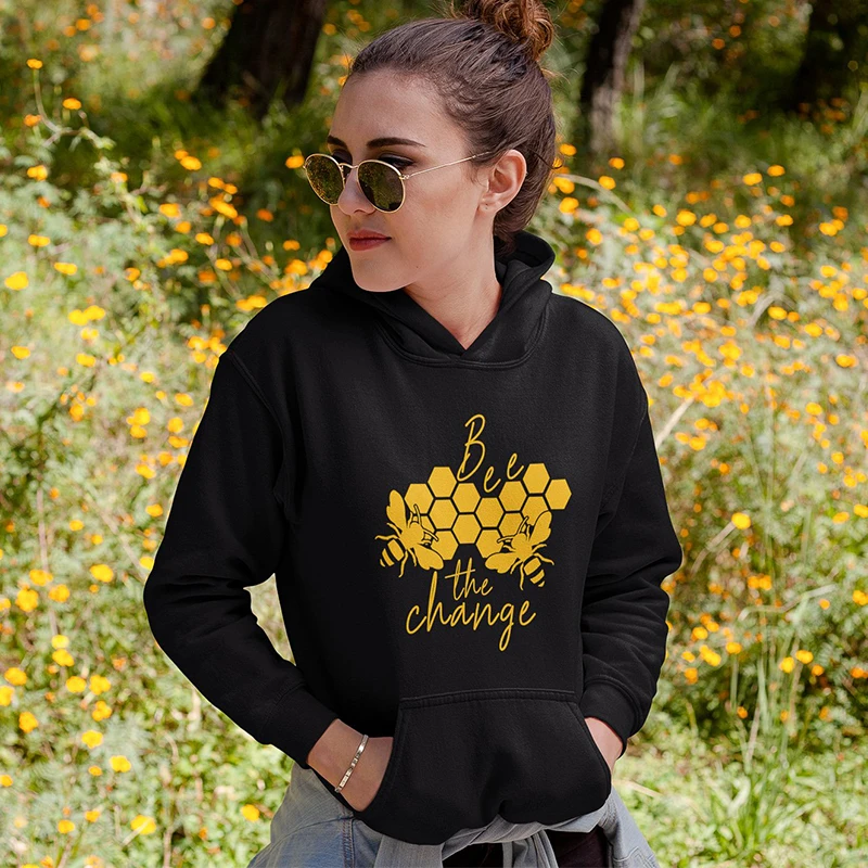 

Bee Change Women Hoodies Honeycomb Graphic Clothing Save The Bees Pullover Casual Girls Grunge Cute Jumpers Autumn Drop Shipping