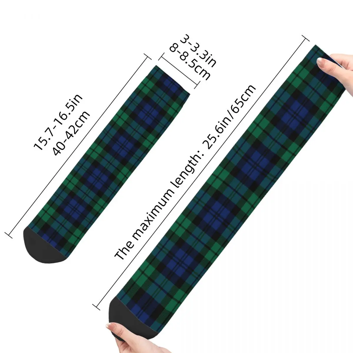 Rustic Green And Blue Black Watch Plaid Holiday Socks Men Women Funny Happy Socks Summer Autumn Winter Middle Tube Socks Gifts