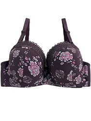 Diana Rose Women's underwear with steel ring, floral D cup, thin mold cup, breathable bra