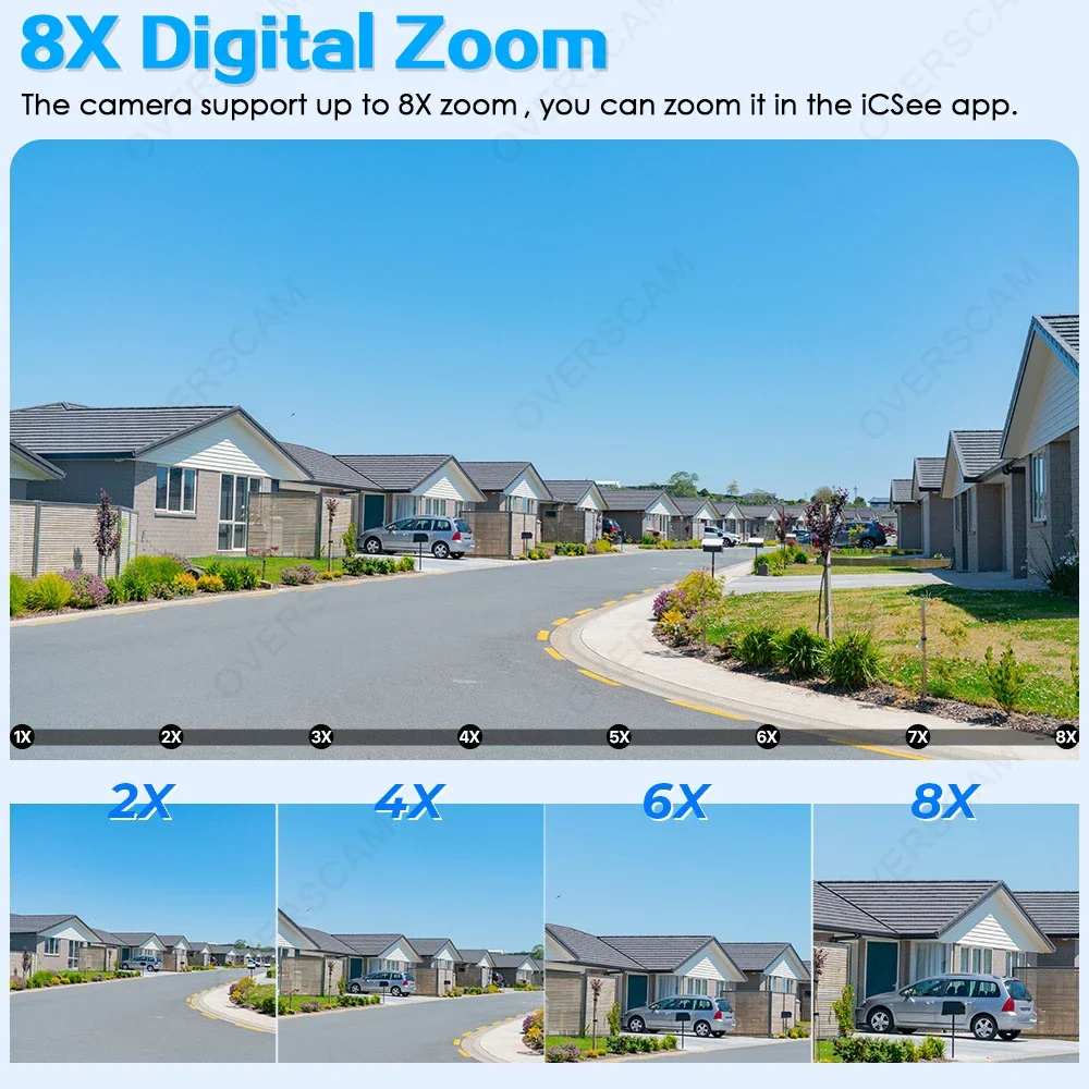 Imagem -03 - Câmera de Vigilância de Vídeo sem Fio Wifi Cctv 8x Zoom Segurança ao ar Livre ip Four Lens Icsee 8k 16mp 8k Cctv