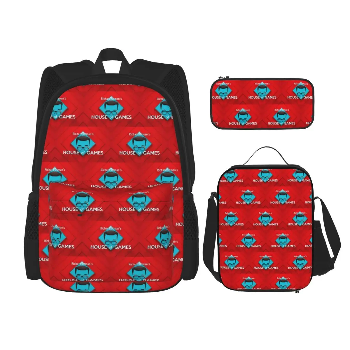 Richard Osman's House Of Gam Backpacks Children Bookbag School Bags Rucksack Lunch Bag Pen Bag Three-Piece Set