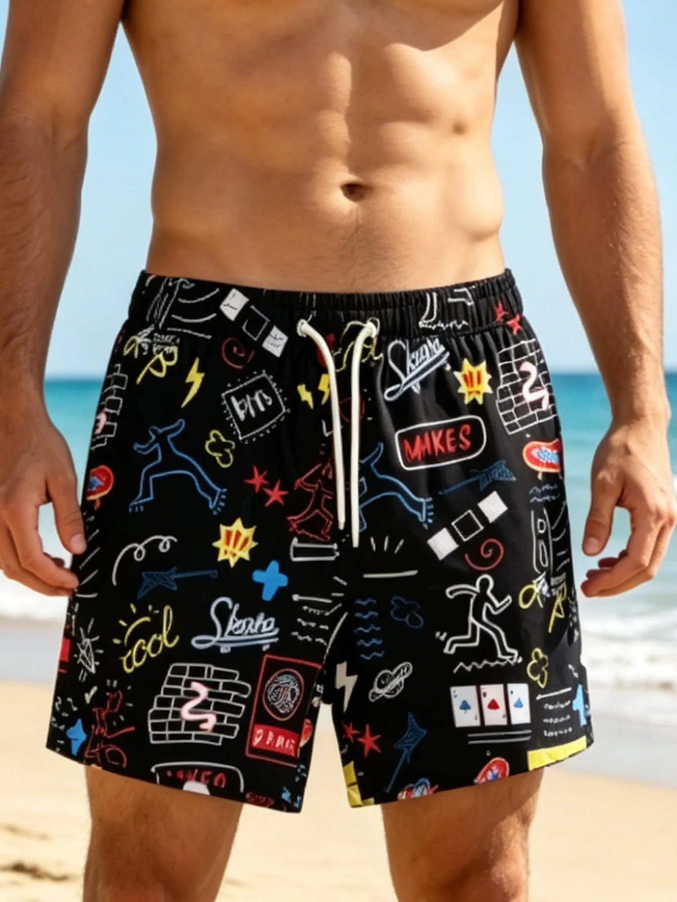 Men's Swim Trunks with Built-in Triangle Lining To Prevent Exposure Casual and Breathable Beach Pants