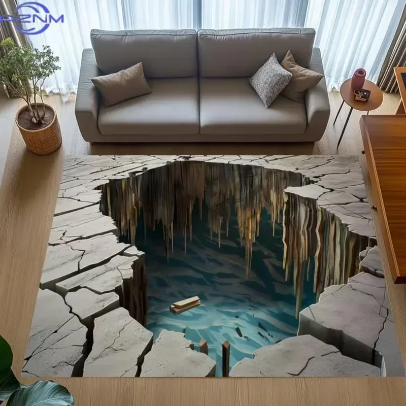 3D Crack Design Area Floor Mat Living Room or Office Unique Modern Decoration Adds Depth and To Your Space Living Room Carpet