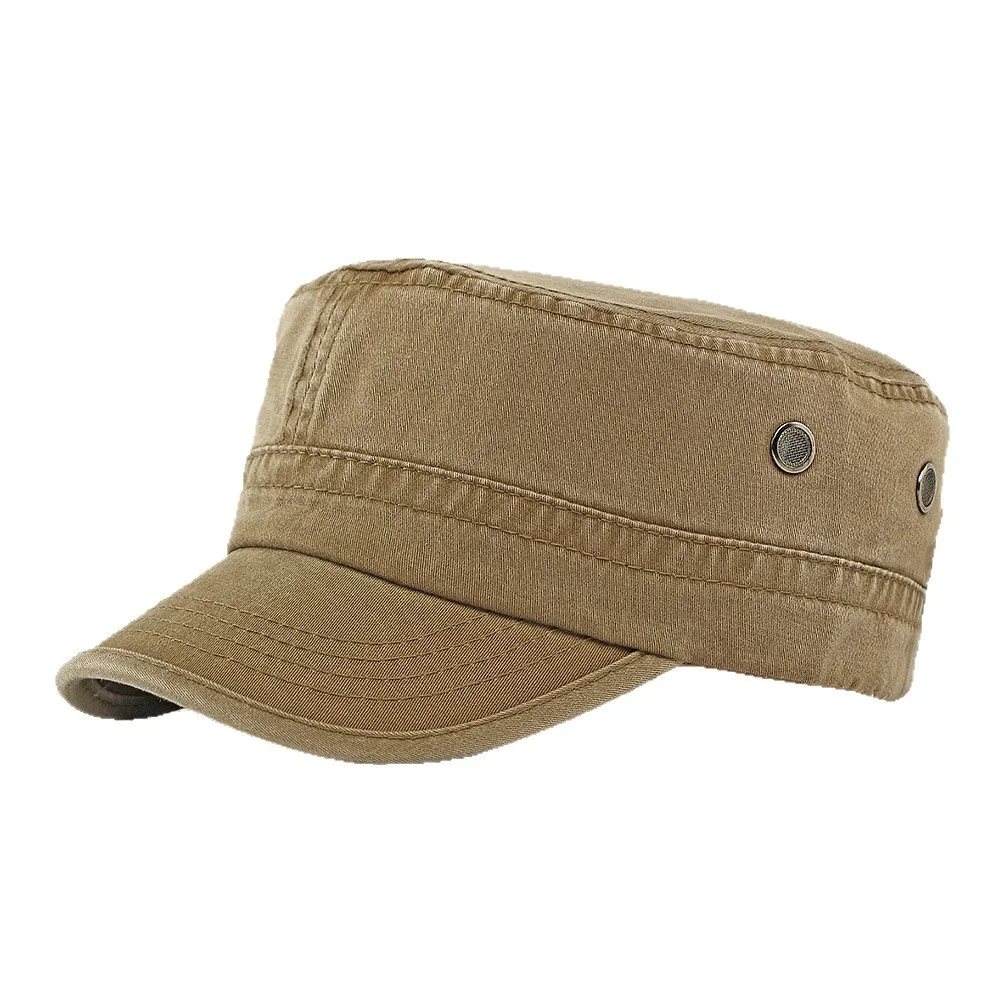 Washed Cotton Hat Men's Flat-top Hat Outdoor Sun Protection Visor Casual Versatile Baseball Cap Women's Military Cap 5